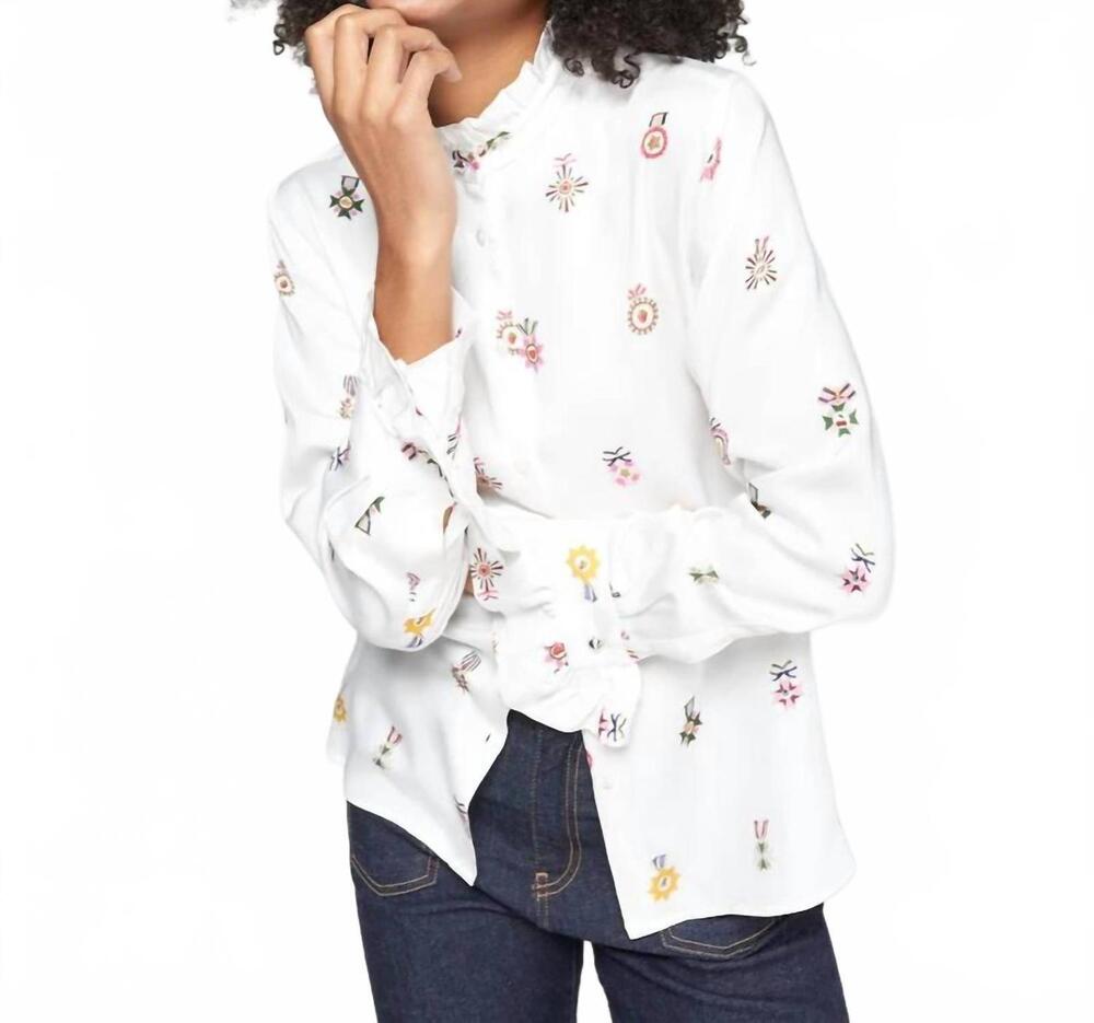 NEW VILAGALLO nicola escarapelas print shirt in white - Picture 3 of 4